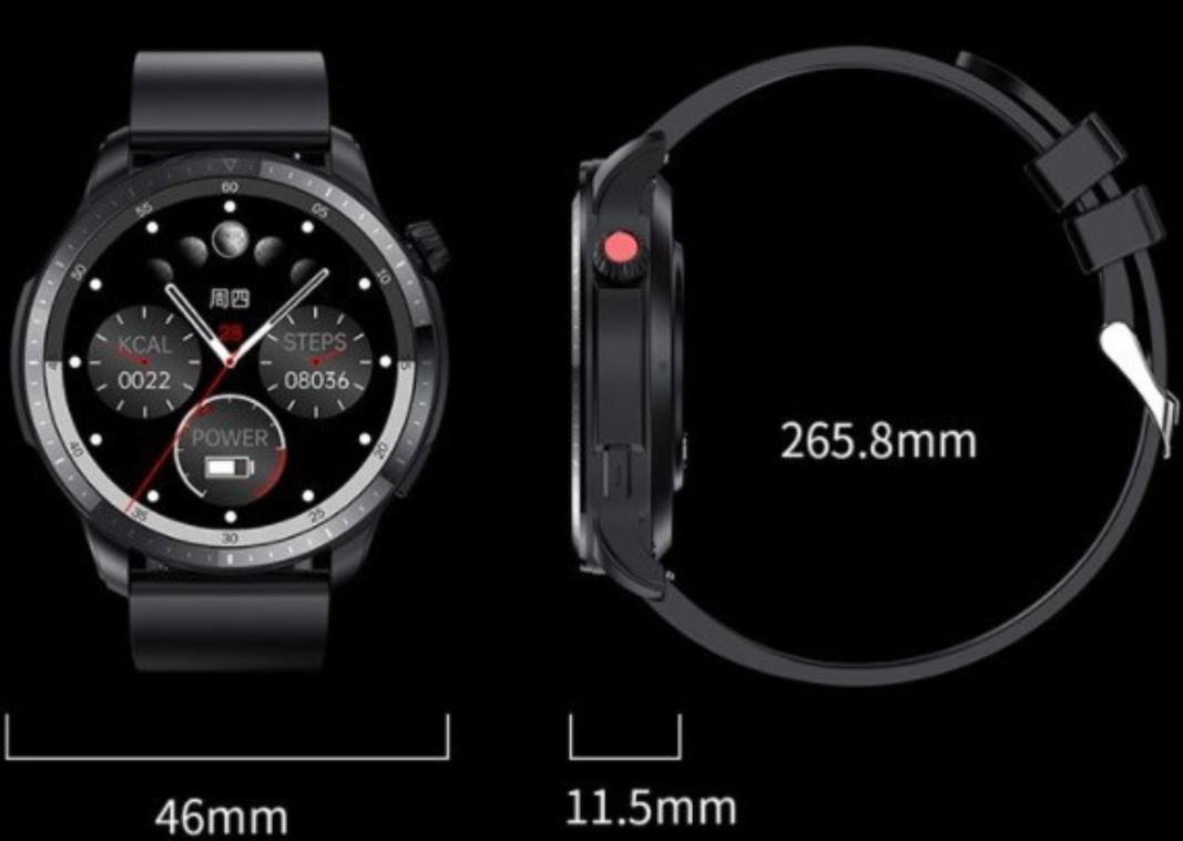 Smartwatch with measurements displayed on a black background