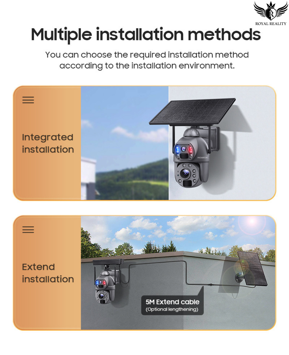 Two installation methods for a security camera system with text and images.