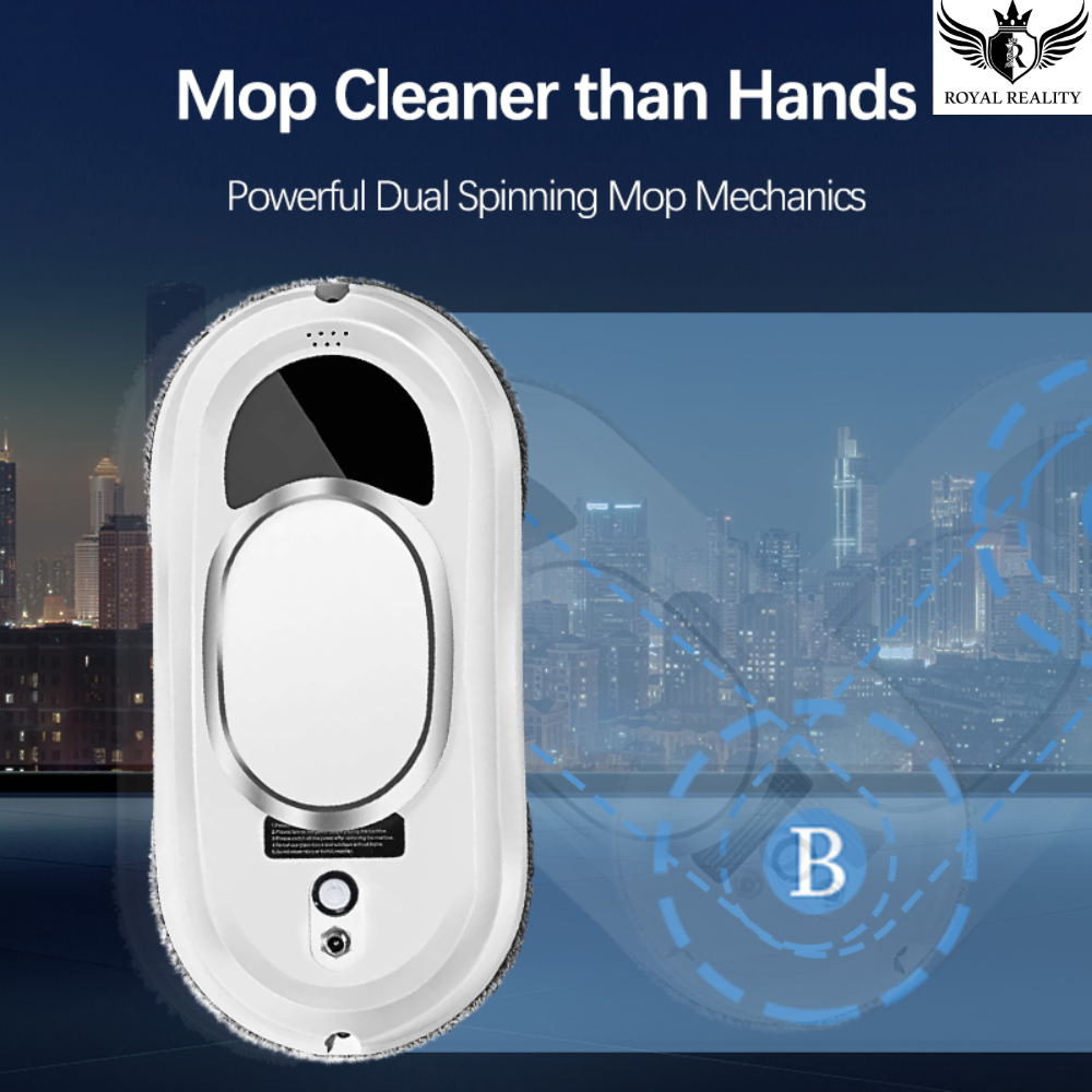 Comparison showing robot mop cleaning more efficiently than hand wiping