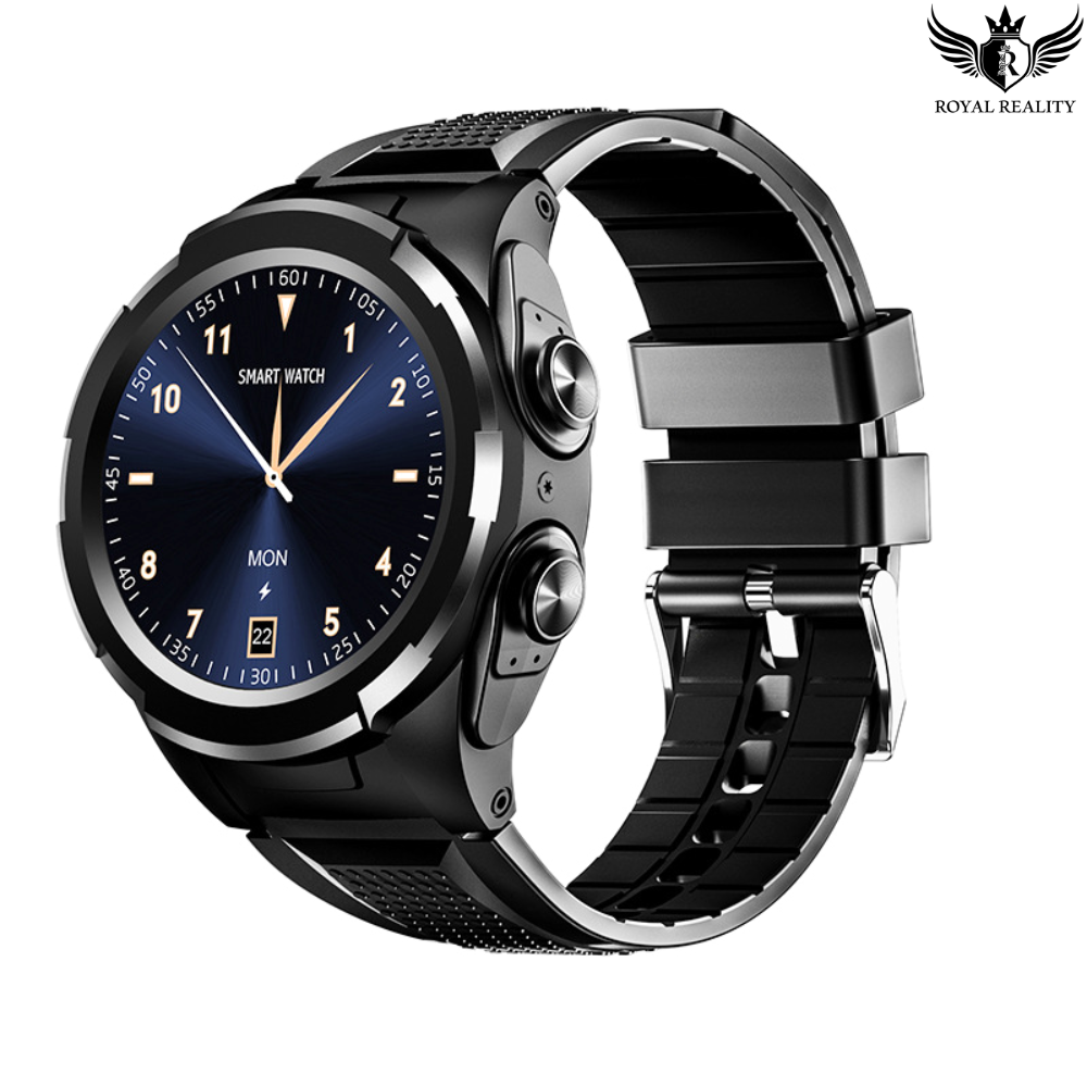 Smartwatch with Silver Strap and Earbuds – Modern Design