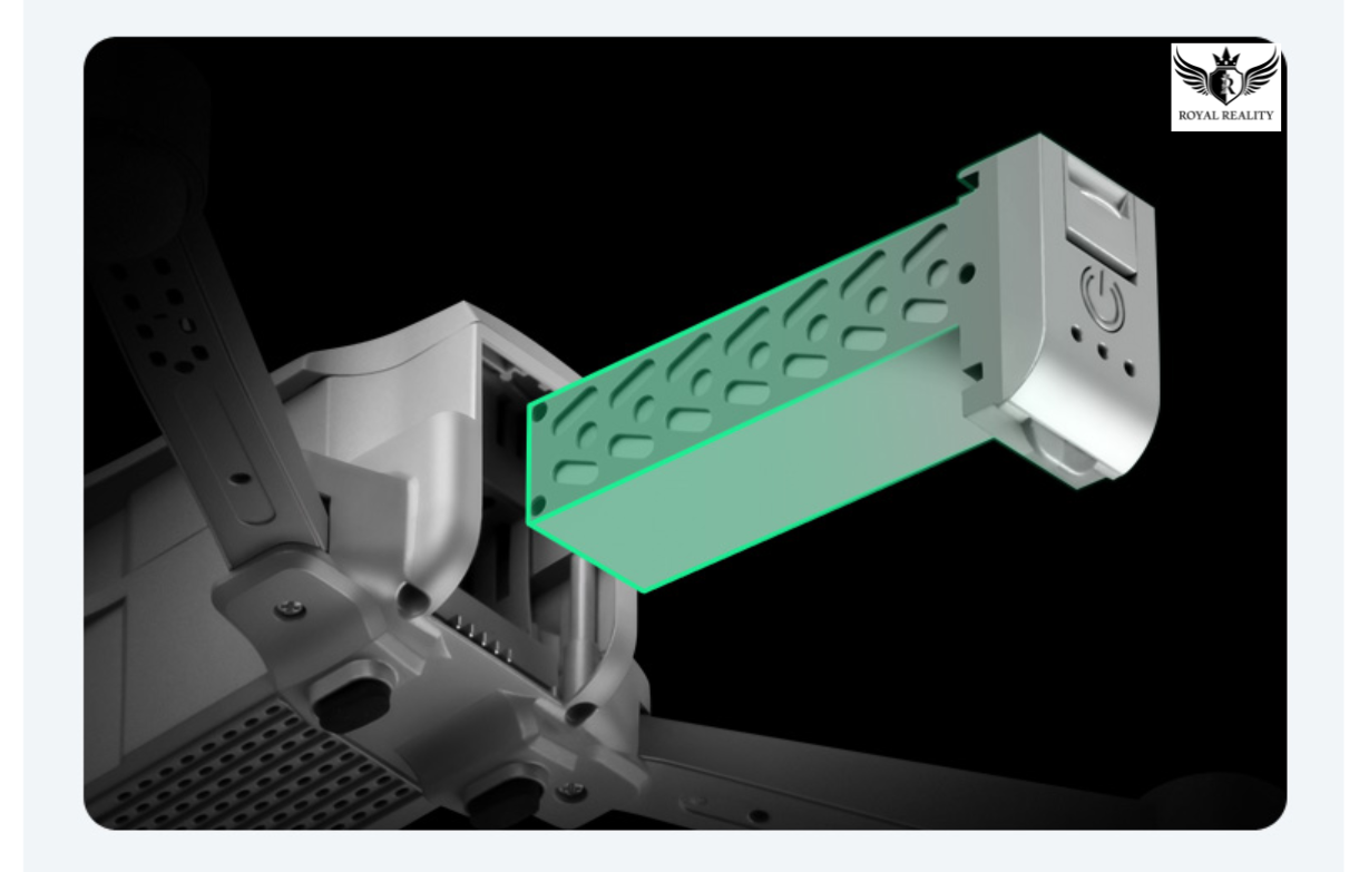 Close-up view of drone's modular lithium battery being installed