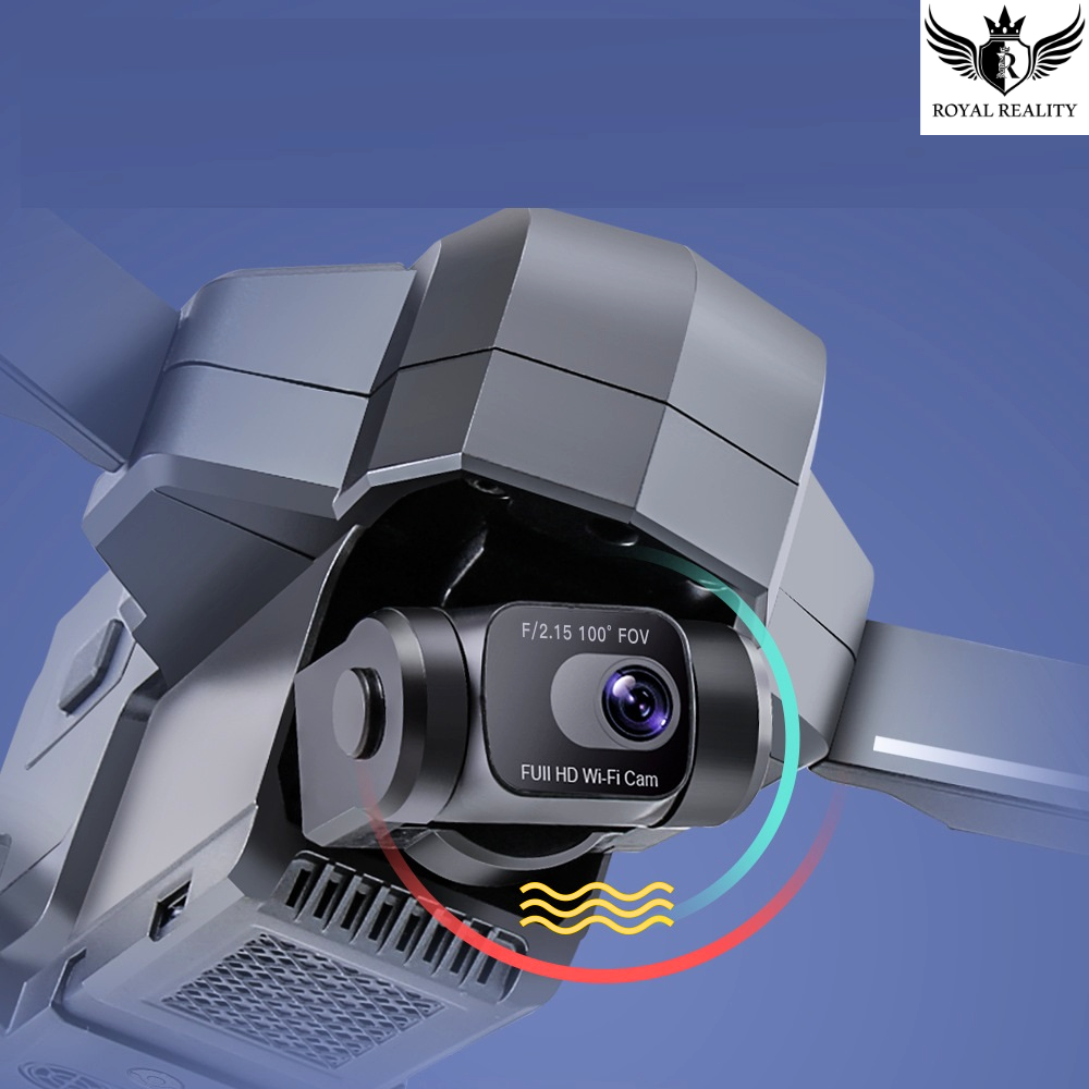 Close-Up of 4K Camera with 3-Axis Gimbal Mounted on Foldable Drone