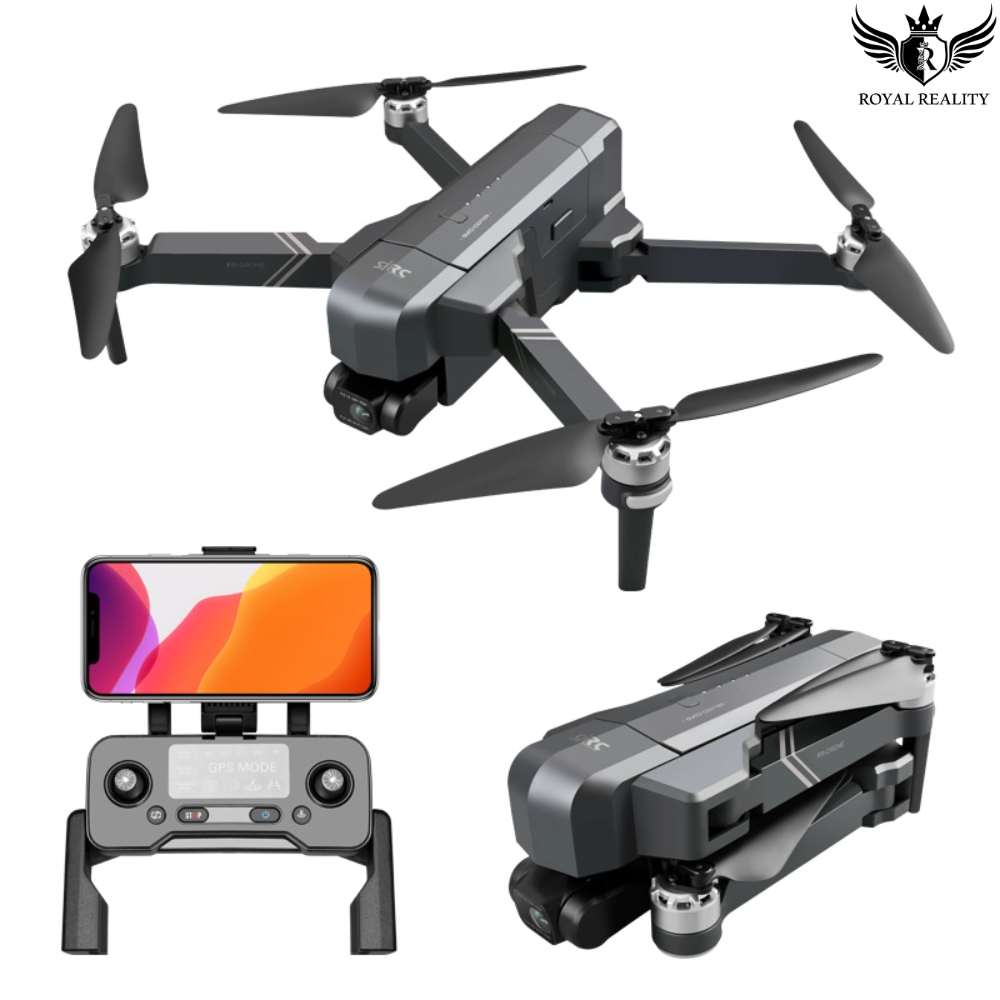 Brushless Motor Drone with Foldable Arms and Remote Control with Phone Holder