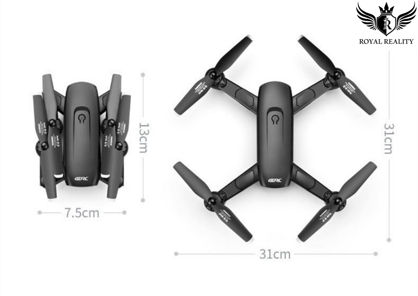 Top View of Folded Black Drone in Compact Storage Form