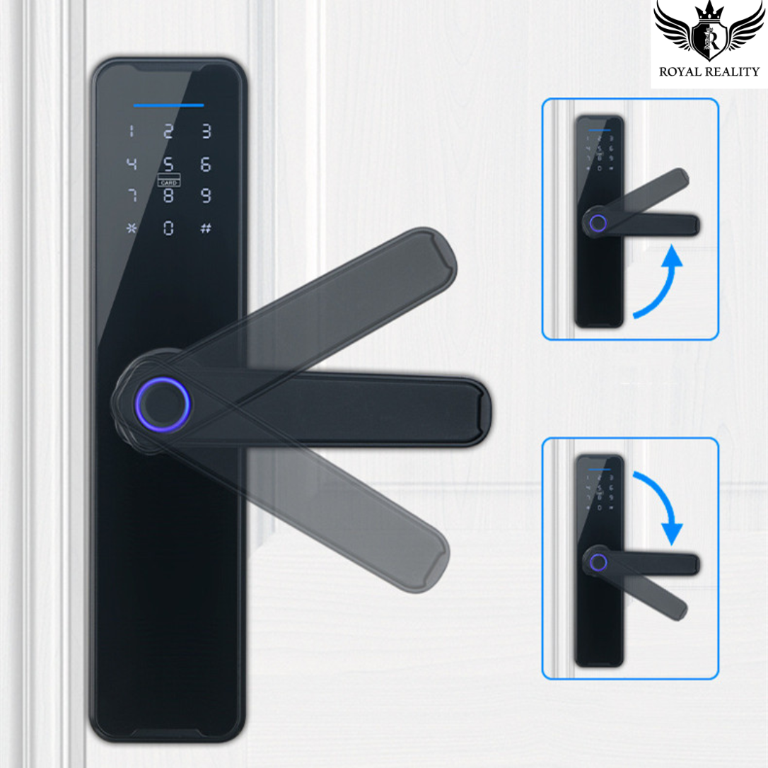 360-degree view of smart lock handles with LED indicators