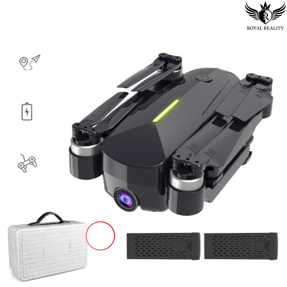 Folded Drone Side View with Storage Case and Battery Kit