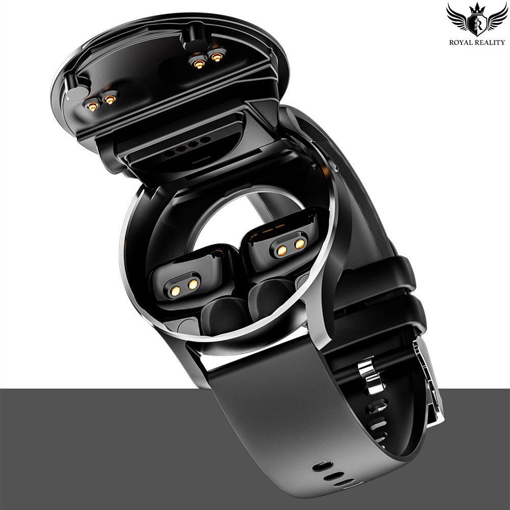 Smartwatch opened to reveal hidden TWS earbuds charging inside