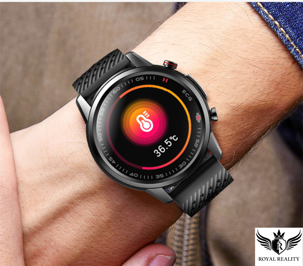 Smartwatch worn on wrist showing heart rate monitoring screen