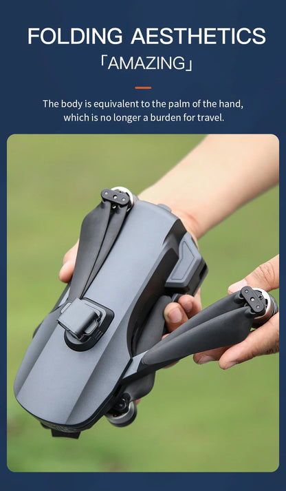 Foldable device held by a person with text about its compact size.