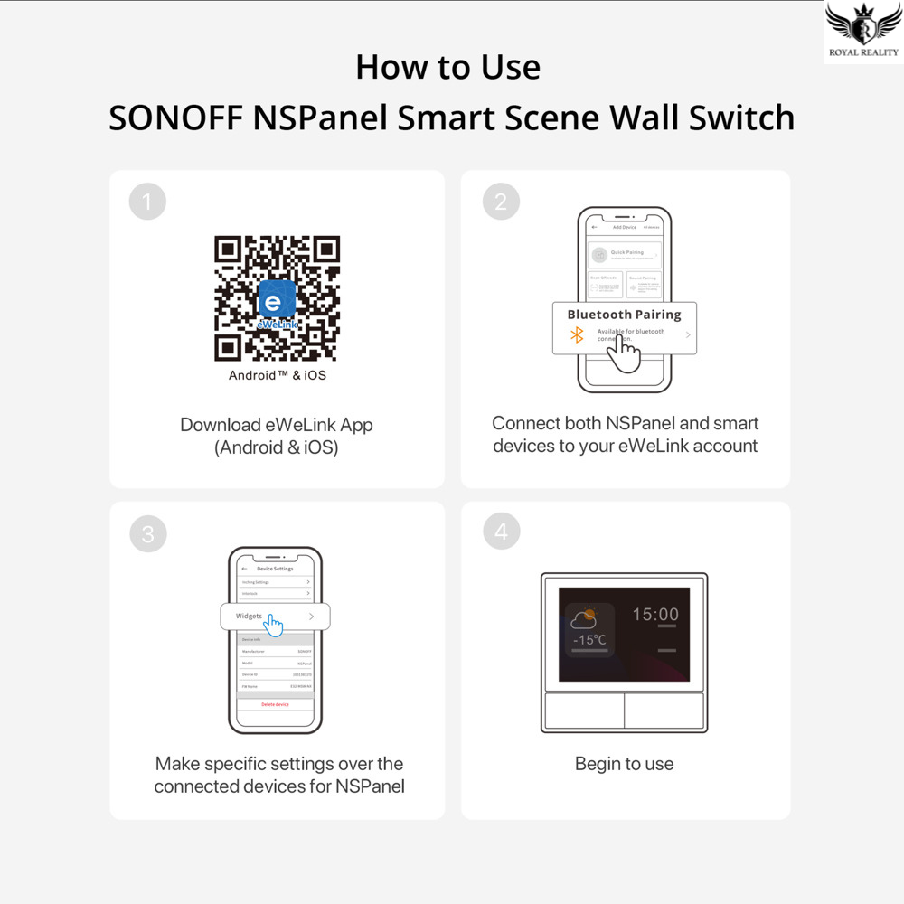 Instructions on how to use SONOFF NSPanel Smart Scene Wall Switch with smartphone app