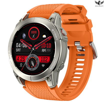 Smartwatch with an orange strap on a white background
