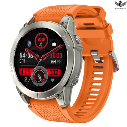 Smartwatch with an orange strap on a white background