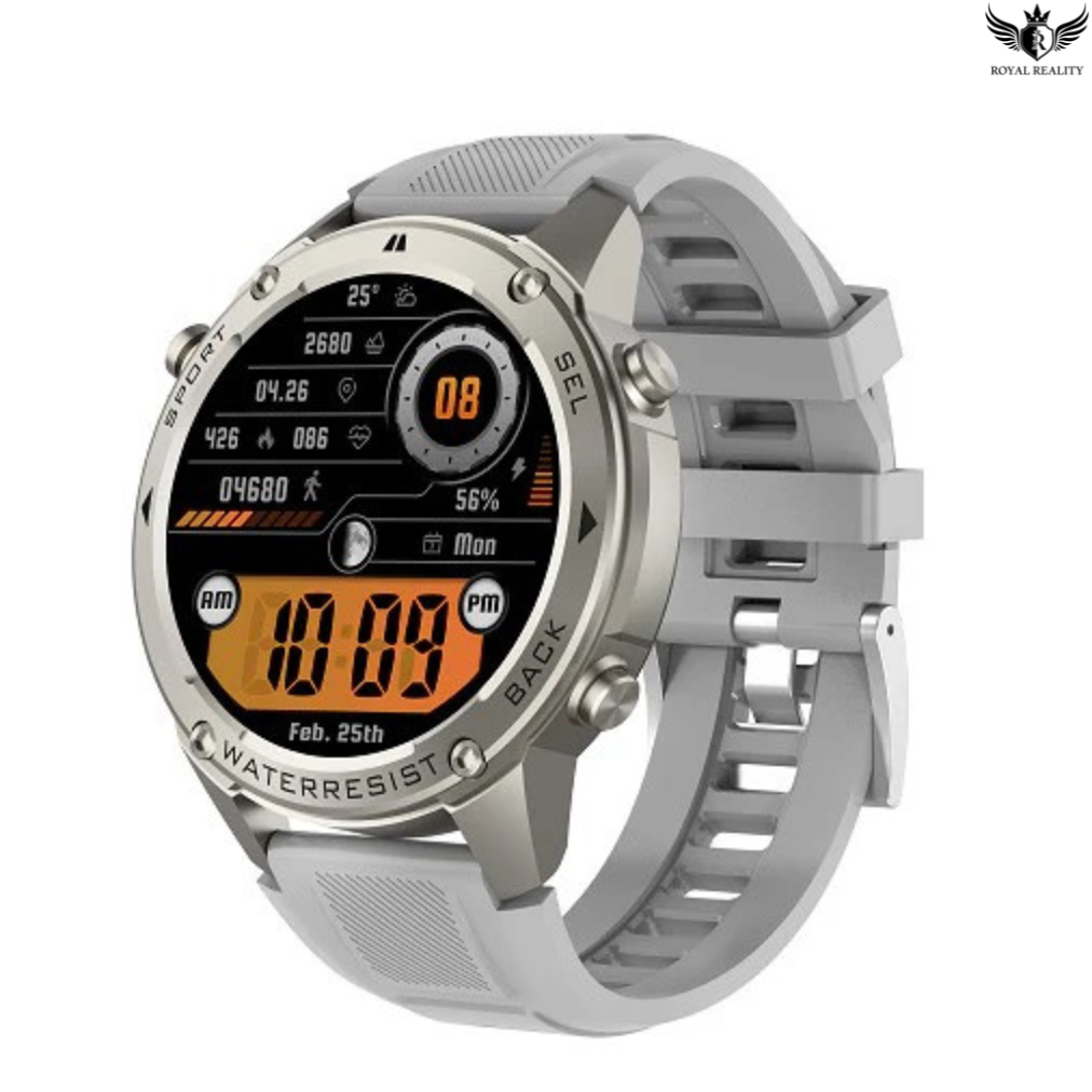 Smartwatch with a gray band on a white background