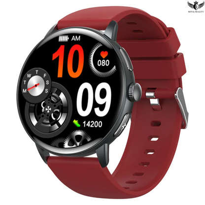 Smartwatch with a red strap on a white background