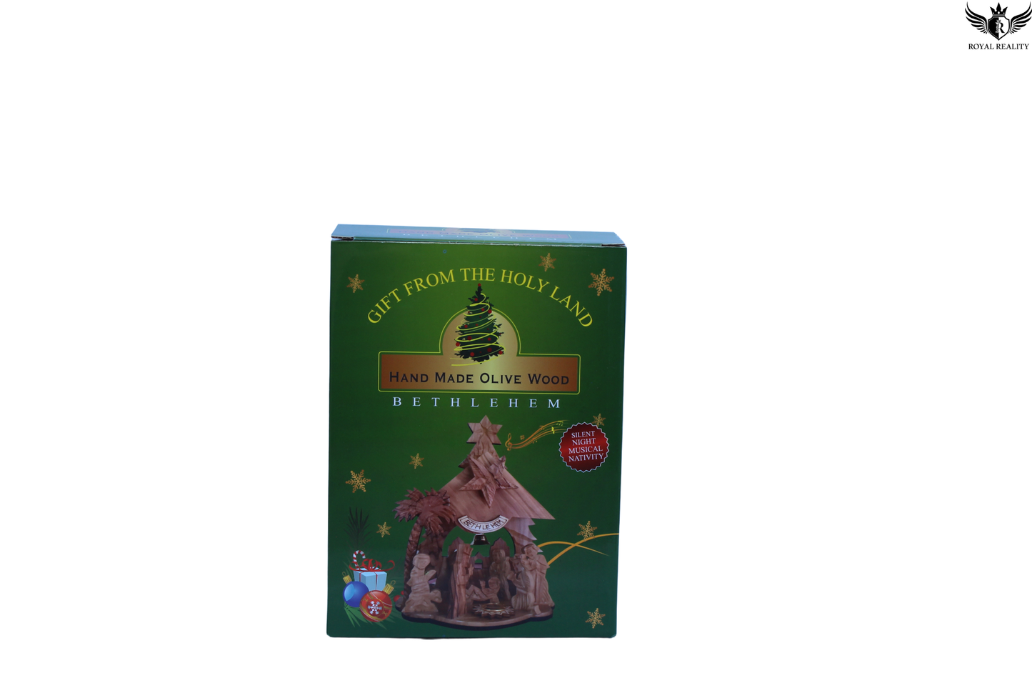 Handcrafted Olive Wood Nativity Scene with Moving Star & Music – Bethlehem Holy Land Décor