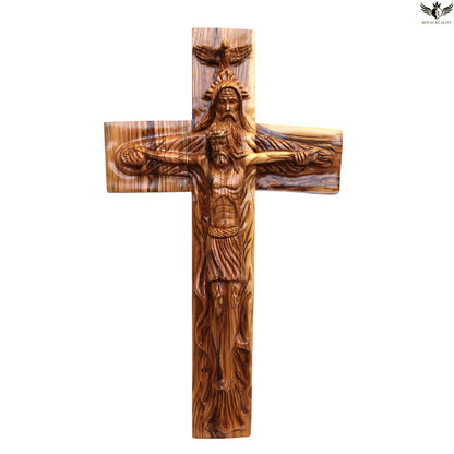 Handcrafted Holy Trinity Olive Wood Cross from the Holy Land  (23”)