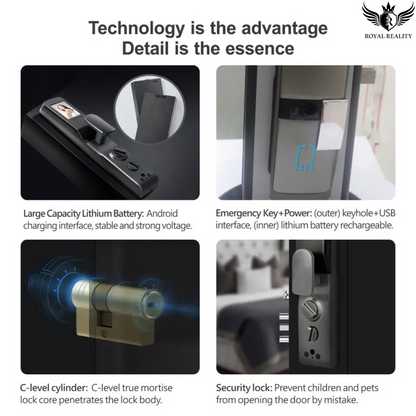 Advertisement for a security lock system with features highlighted.