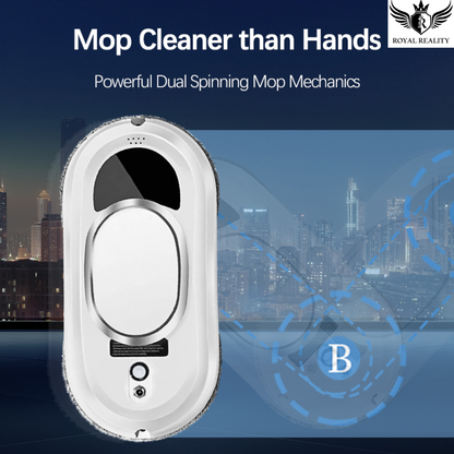 Comparison showing robot mop cleaning more efficiently than hand wiping