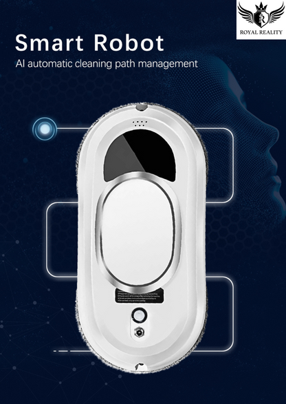 Smart robot for AI automatic cleaning path management on a dark background with 'Royal Reality' branding.