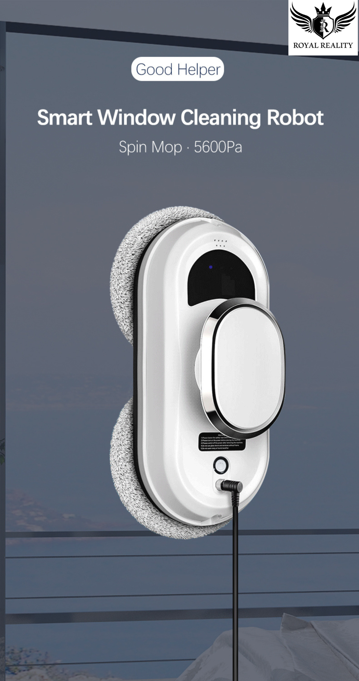 Smart window cleaning robot with a gray background