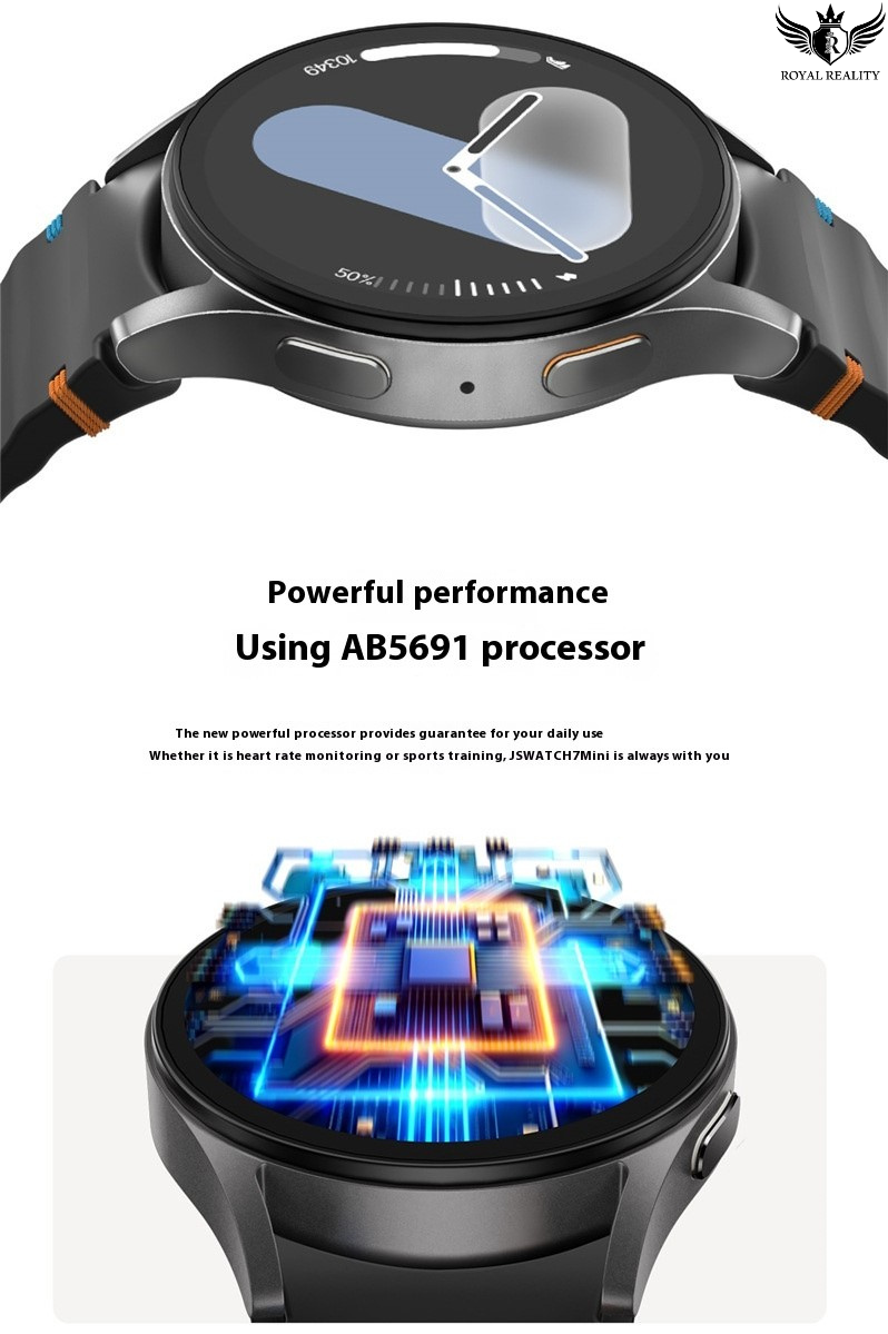 Smartwatch with AB5691 processor highlighted on a white background