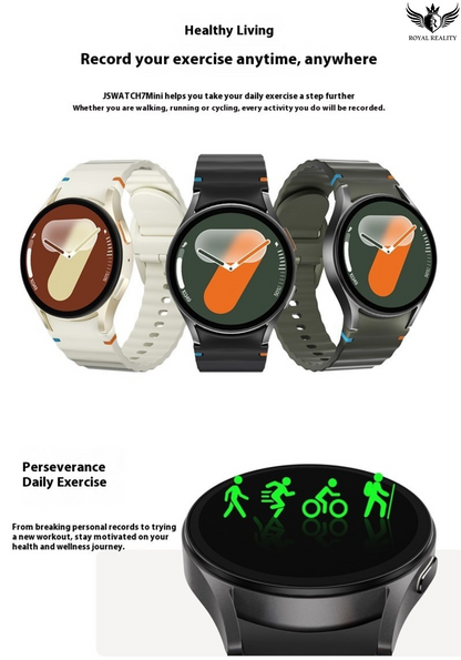 Three smartwatches with different colored bands on a white background, promoting healthy living and exercise tracking.