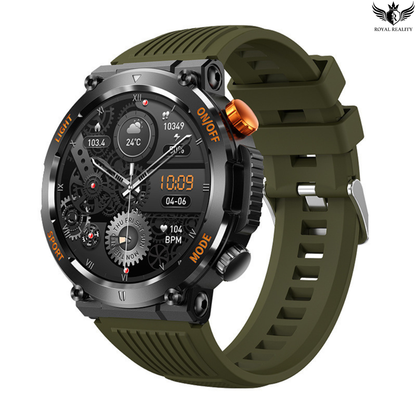 Smartwatch with a green strap on a white background