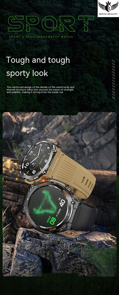 Sport watch with digital display on a rocky background