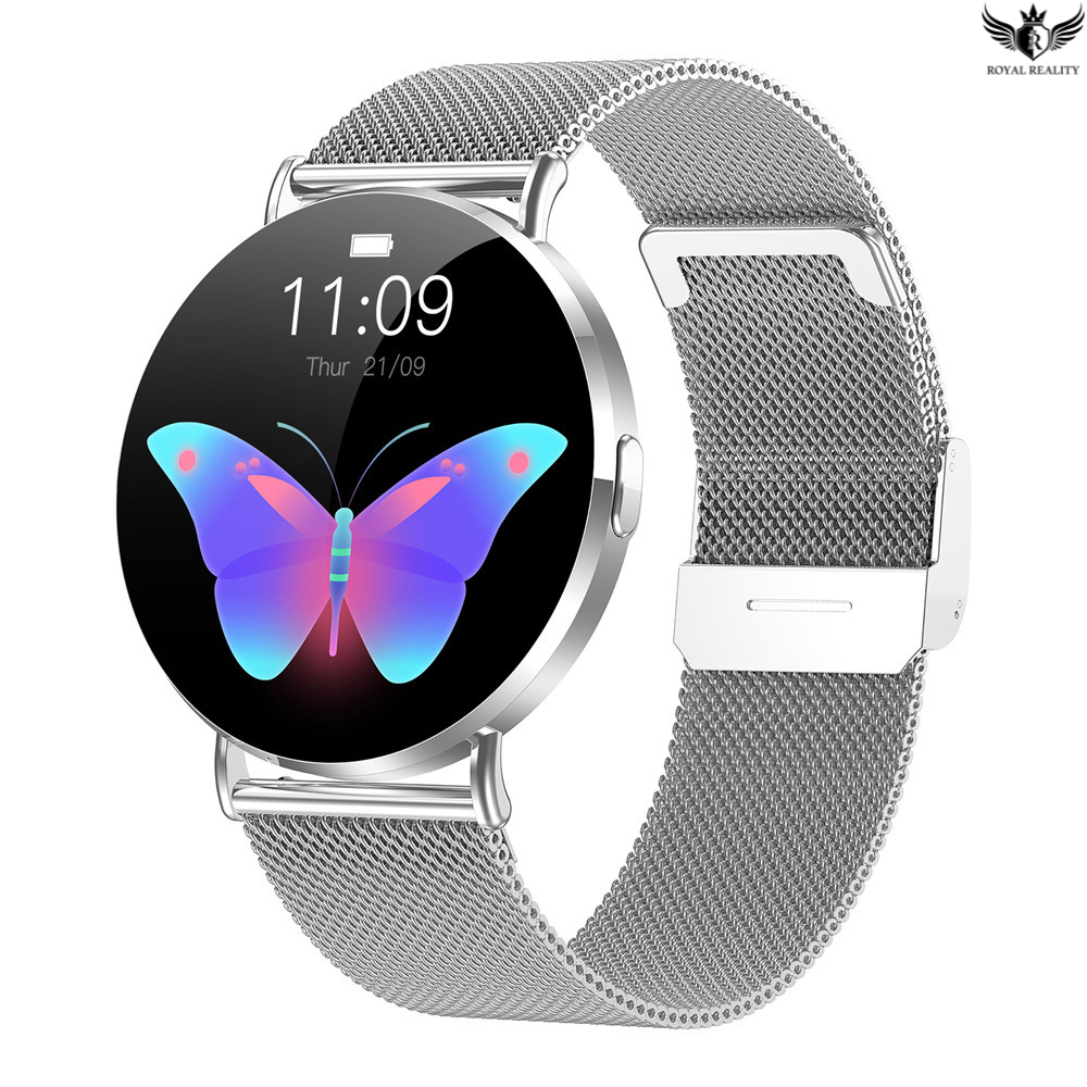 Smartwatch with butterfly display on a white background