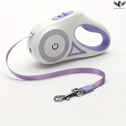 White and purple pet leash with remote control on a white background