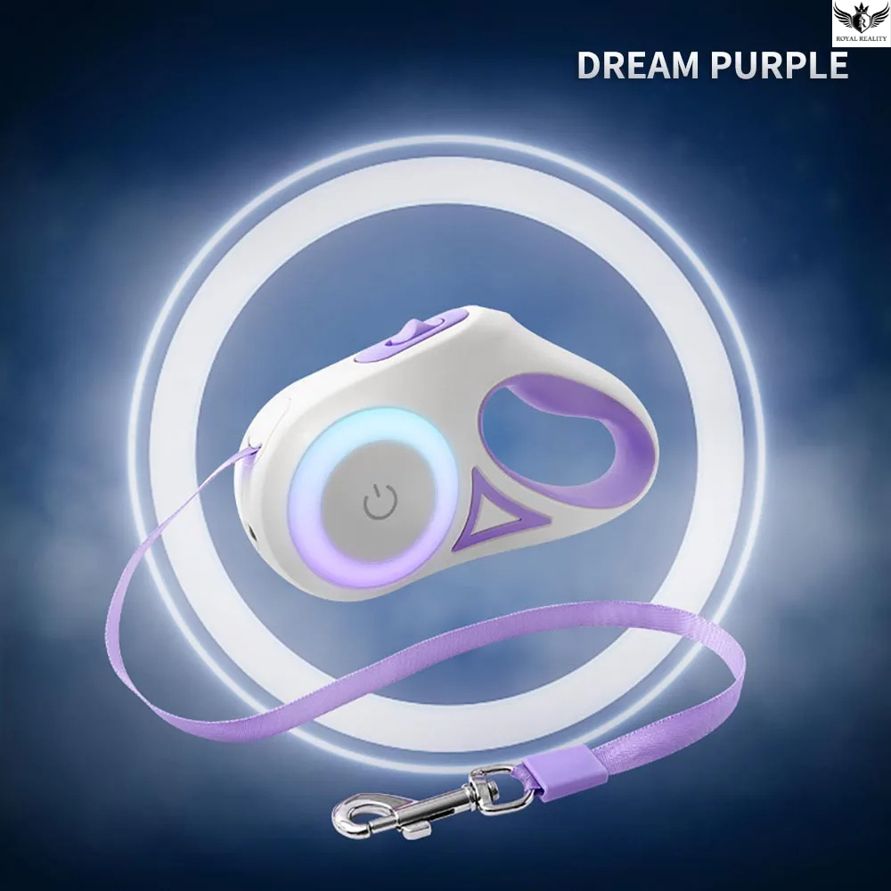 Dog leash and remote control set with 'Dream Purple' theme on a dark background