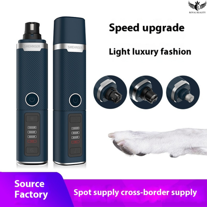 Upgraded pet nail grinder with LED light and three-speed power adjustment for precise trimming