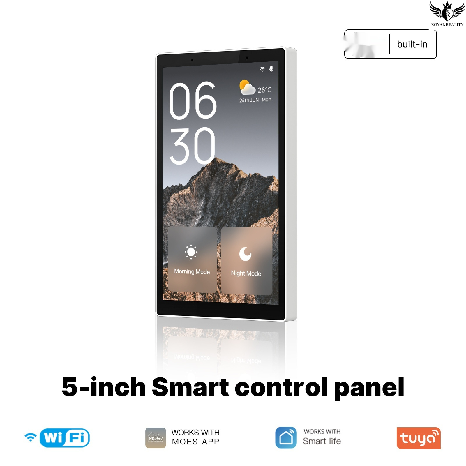 5-inch smart control panel with display on a white background