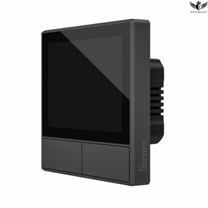 Black electronic device with a screen on a white background