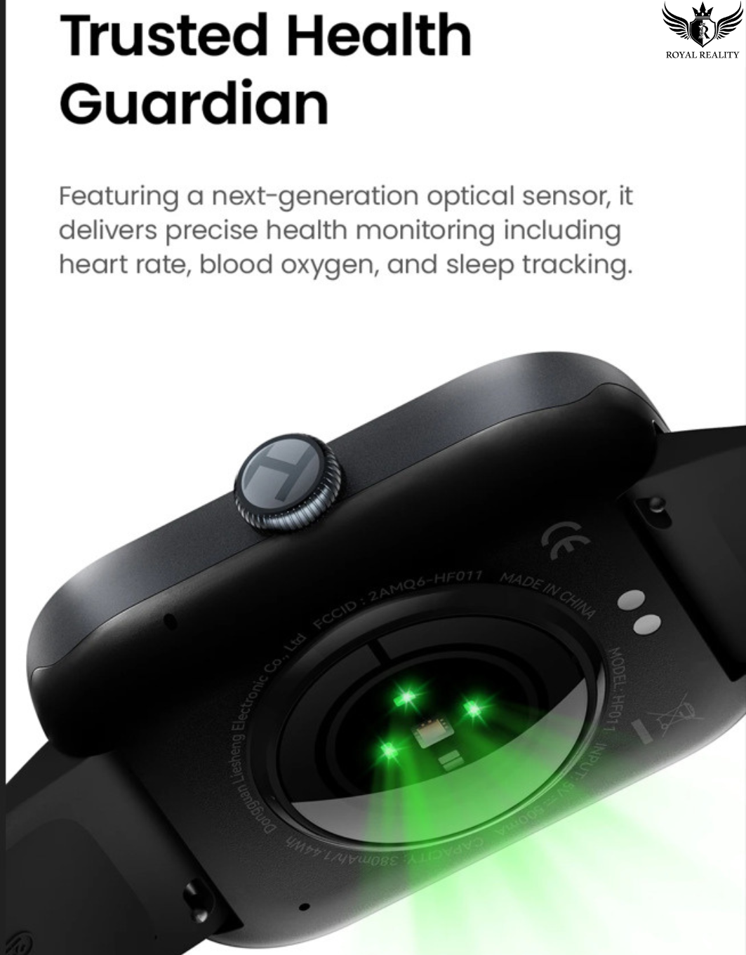 Smartwatch with health monitoring features on a white background