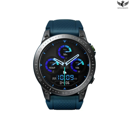 Smartwatch with a blue strap on a white background