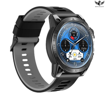 Smartwatch with a black strap on a white background