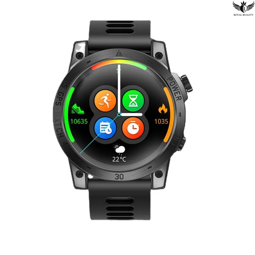 Smartwatch with a colorful display on a white background
