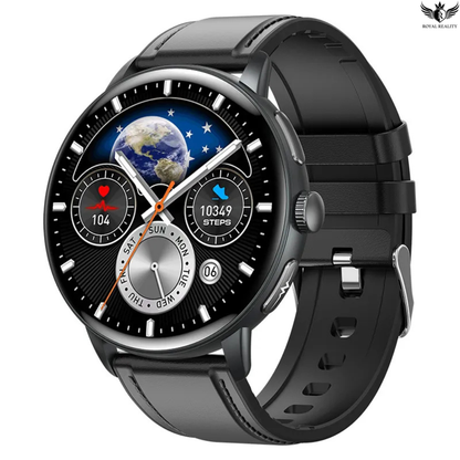 Smartwatch with a black strap on a white background