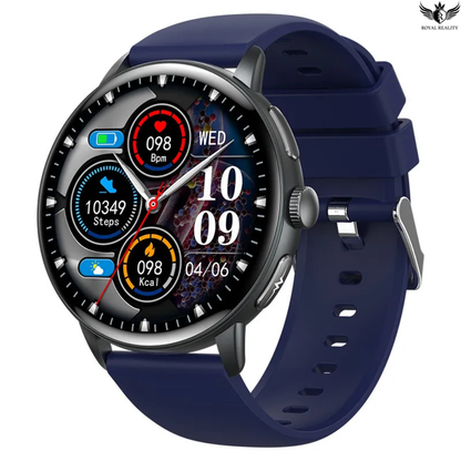 Smartwatch with a blue strap on a white background