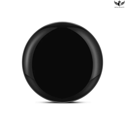 Black circular object on a white background with 'Royal Beauty' branding.