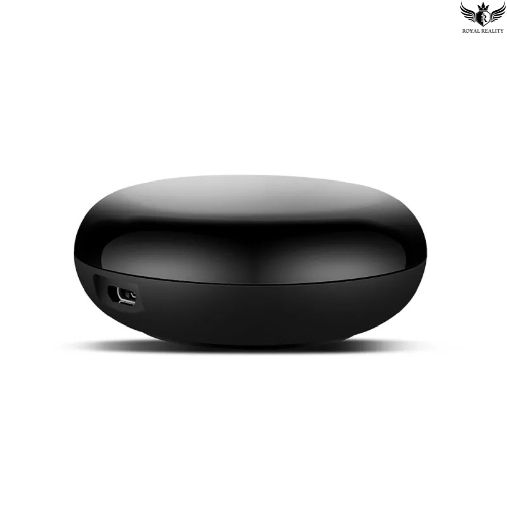 Black electronic device on a white background