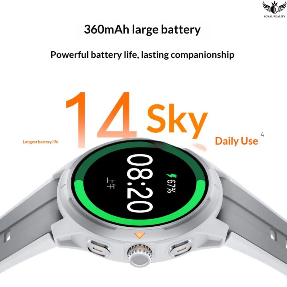 Smartwatch with a large battery display on a white background