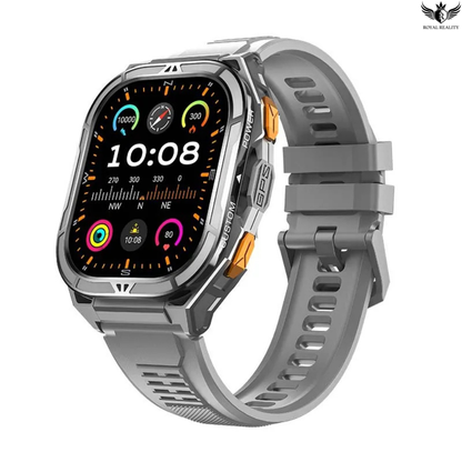 Smartwatch with a gray band on a white background