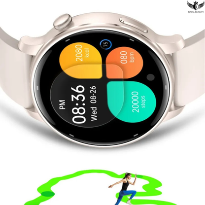 Smartwatch with a colorful display on a white background