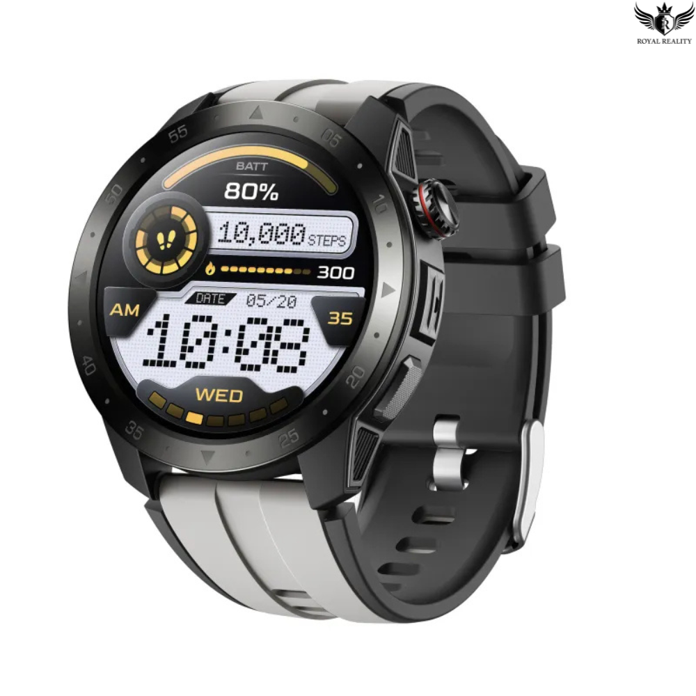 Smartwatch with digital display on a white background