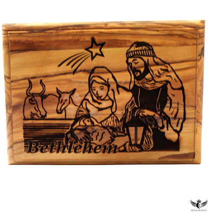 Luxury Olive Wood Storage Box Set (3 Pieces) – Handcrafted Gift from the Holy Land