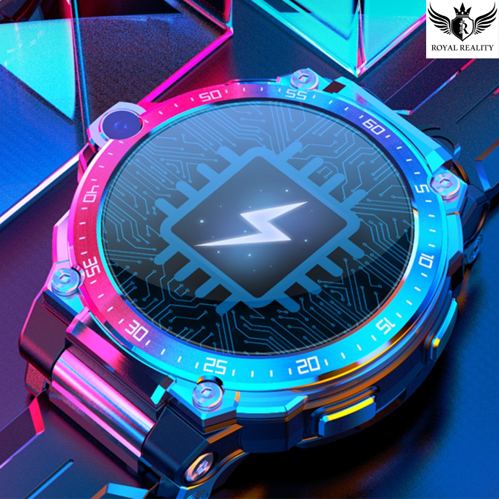 Colorful tech-themed render of Y7 Smartwatch – bold design with blue accents

