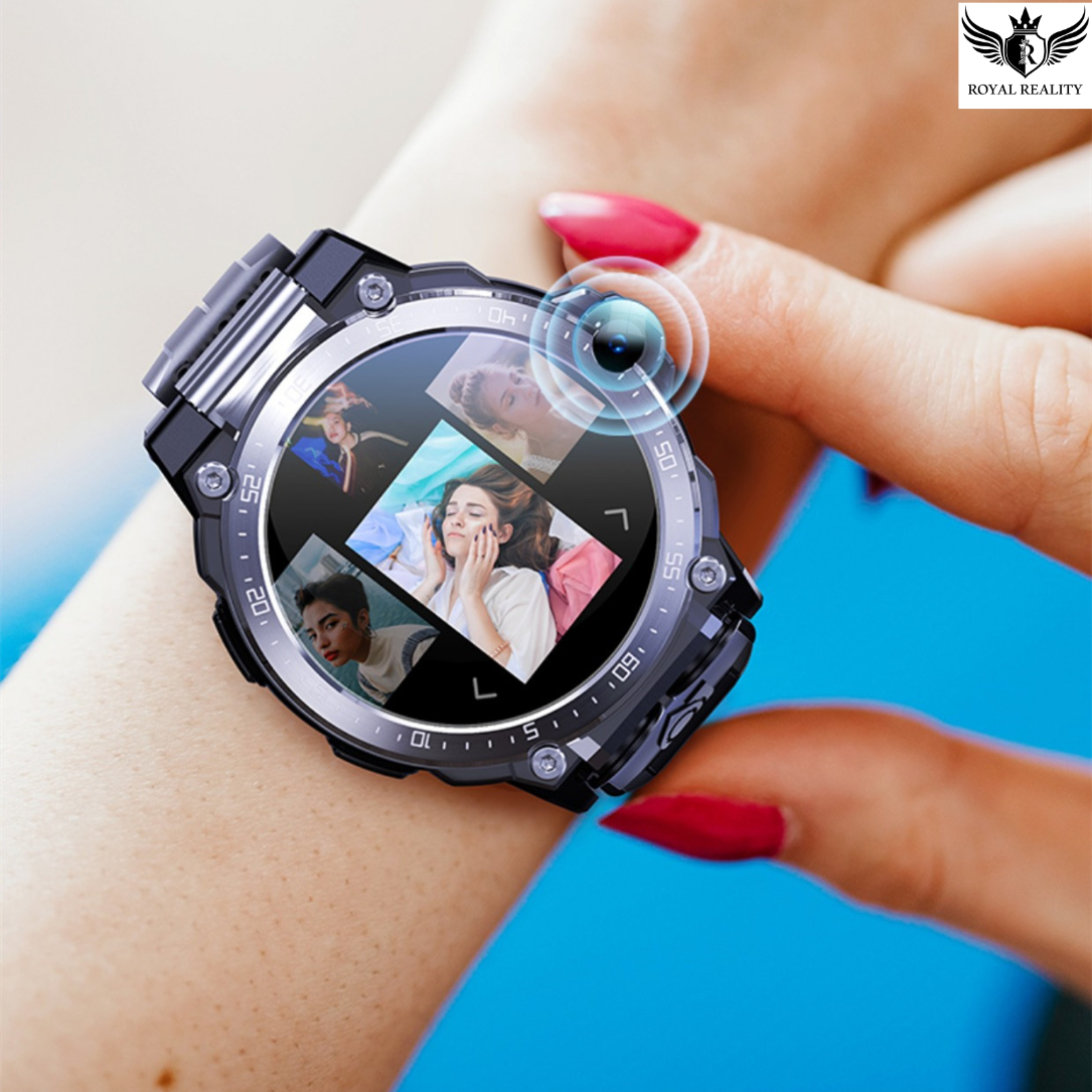 Person holding Y7 Smartwatch – front view showcasing round HD screen and heart rate sensor