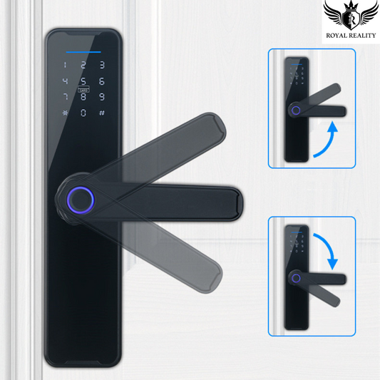 360-degree view of smart lock handles with LED indicators